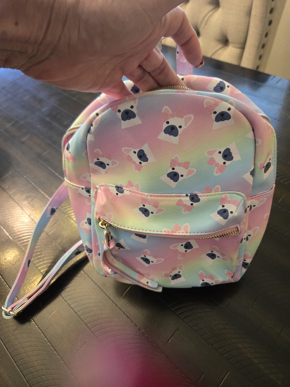 Under One Sky Pastel Rainbow Dog Print Mini Backpack - Pink